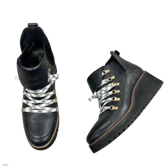 Cole Haan Women's Black Zerogrand Wedge Hiking Boots - Picture 3 of 6